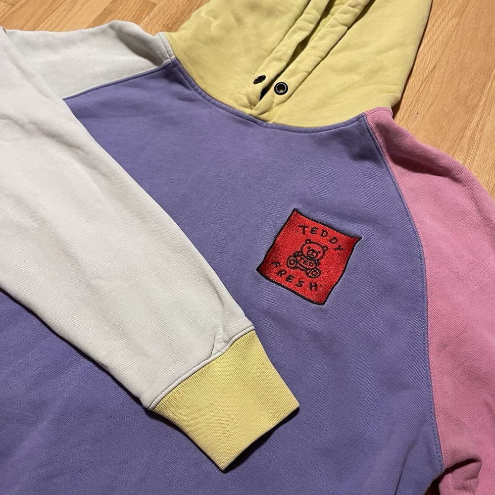 Teddy Fresh Mens Pastel Colorblock Pullover Sweatshirt Hoodie Sweater Size L